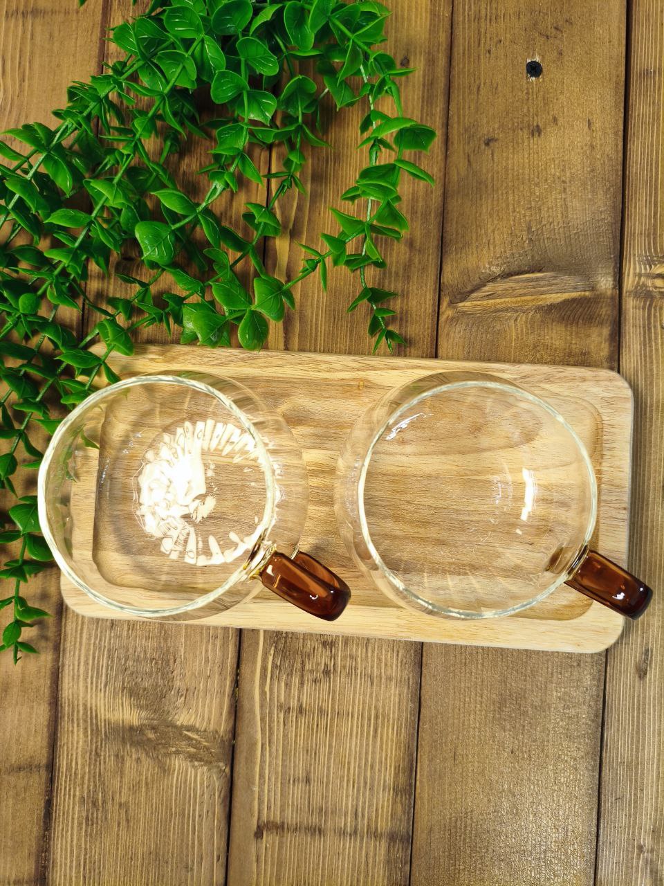 لیوان پیرکس دسته رنگی مدل کدو