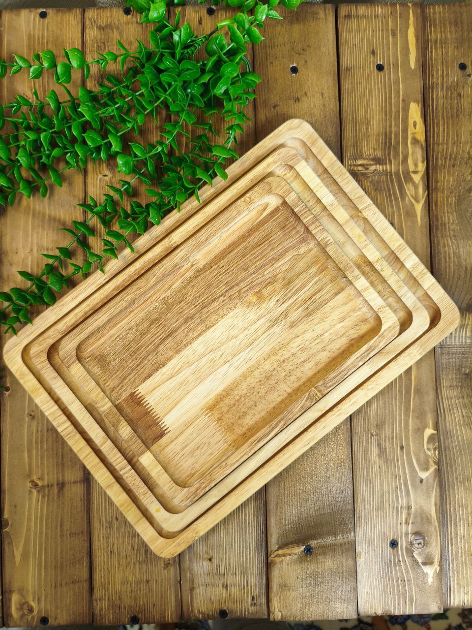 سینی سرو و تخته چوبی بامبو مستطیل بدون دسته