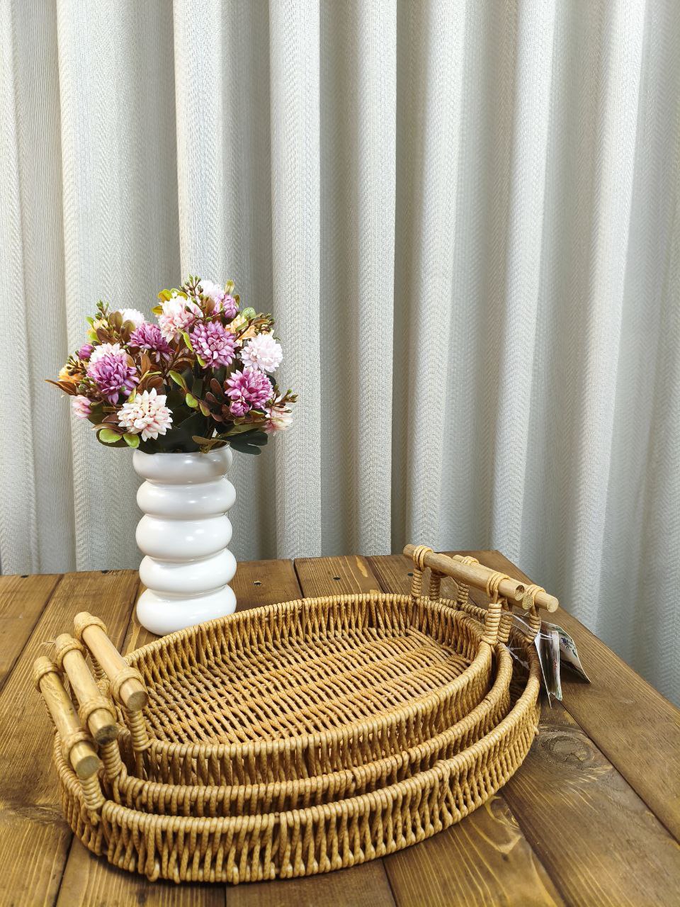 سینی راتان حصیری بیضی ۳ سایزی