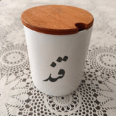 بانکه سرامیکی تکست متن فارسی درب چوبی