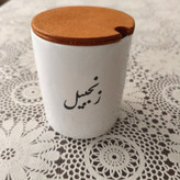 بانکه سرامیکی تکست متن فارسی درب چوبی