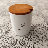 بانکه سرامیکی تکست متن فارسی درب چوبی