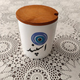 بانکه سرامیکی تکست متن فارسی درب چوبی