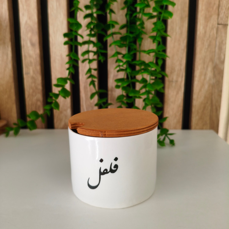 بانکه سرامیکی تسکت متن فارسی درب چوبی