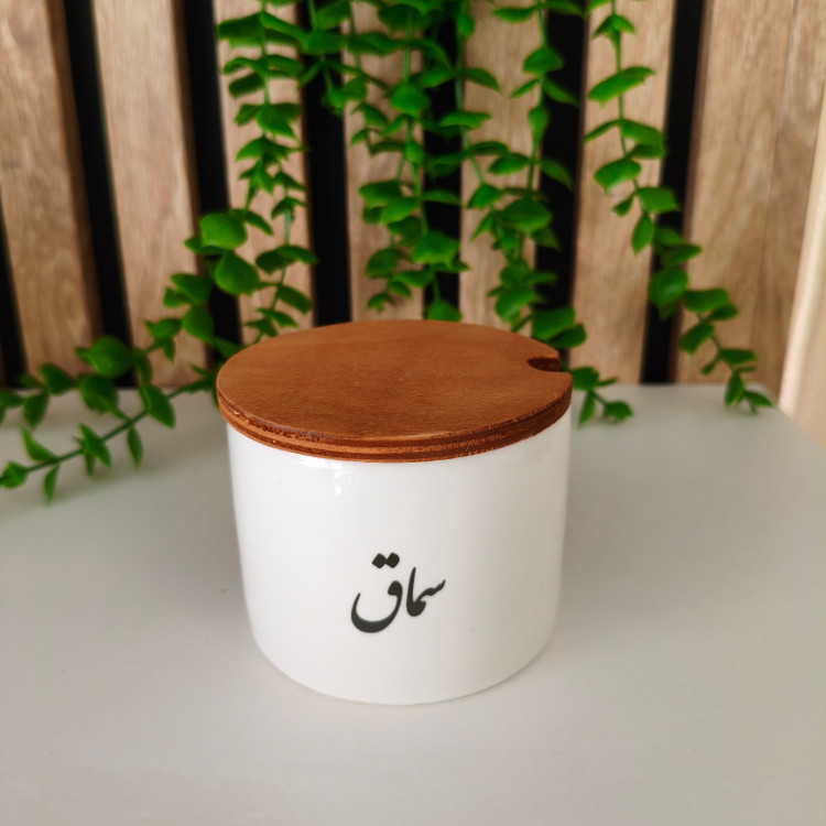 بانکه سرامیکی تسکت متن فارسی درب چوبی