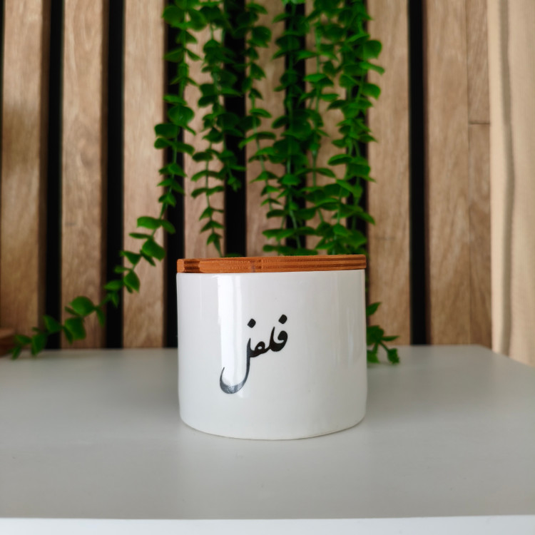 بانکه سرامیکی تسکت متن فارسی درب چوبی