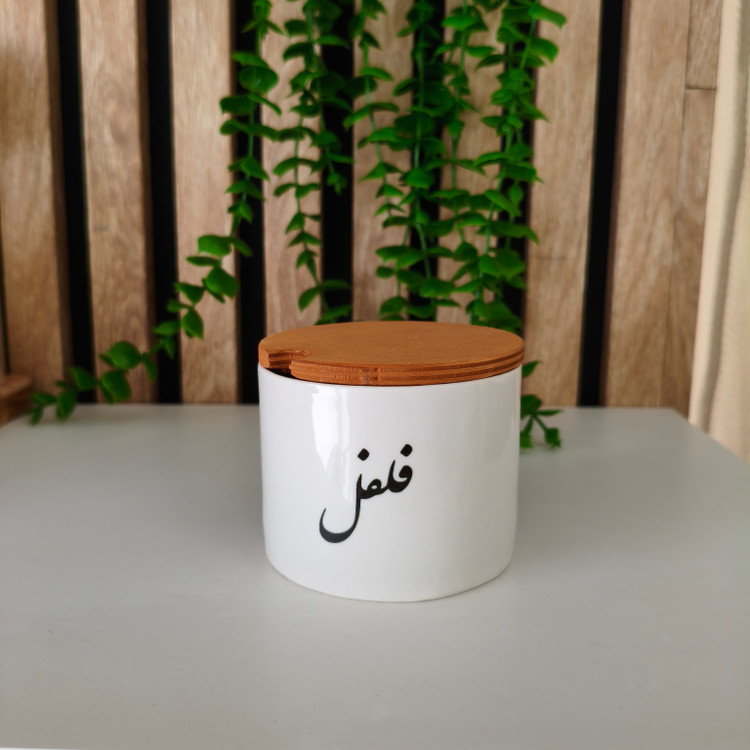 بانکه سرامیکی تسکت متن فارسی درب چوبی