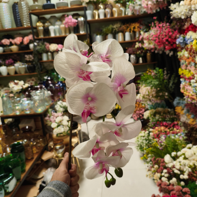 گل ارکیده مصنوعی چرمی لمسی 9گل