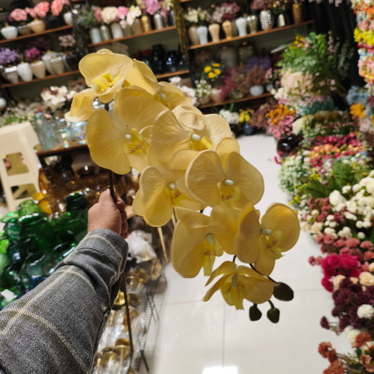 گل ارکیده مصنوعی چرمی لمسی 9گل