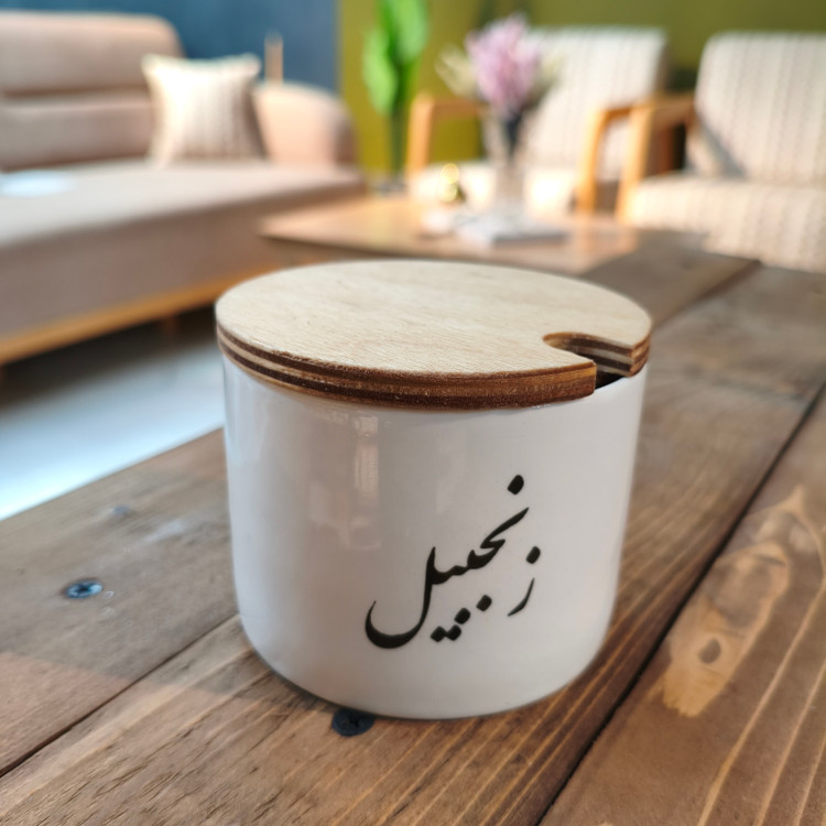 بانکه سرامیکی تسکت متن فارسی درب چوبی