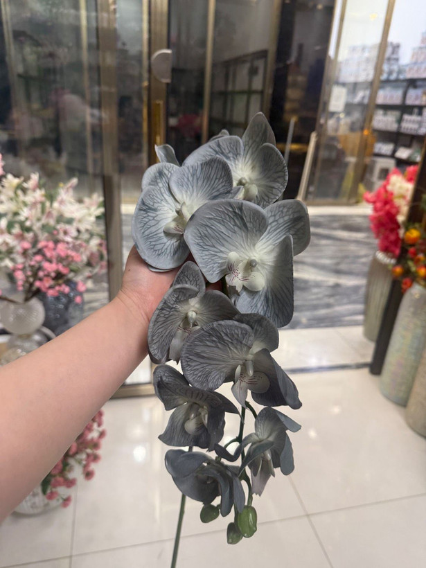 گل ارکیده مصنوعی چرمی لمسی 9گل