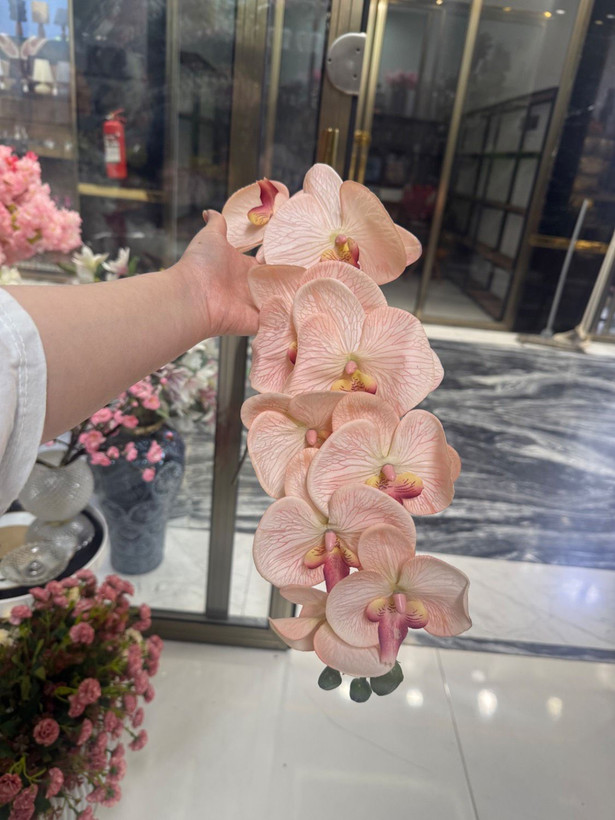 گل ارکیده مصنوعی چرمی لمسی 9گل