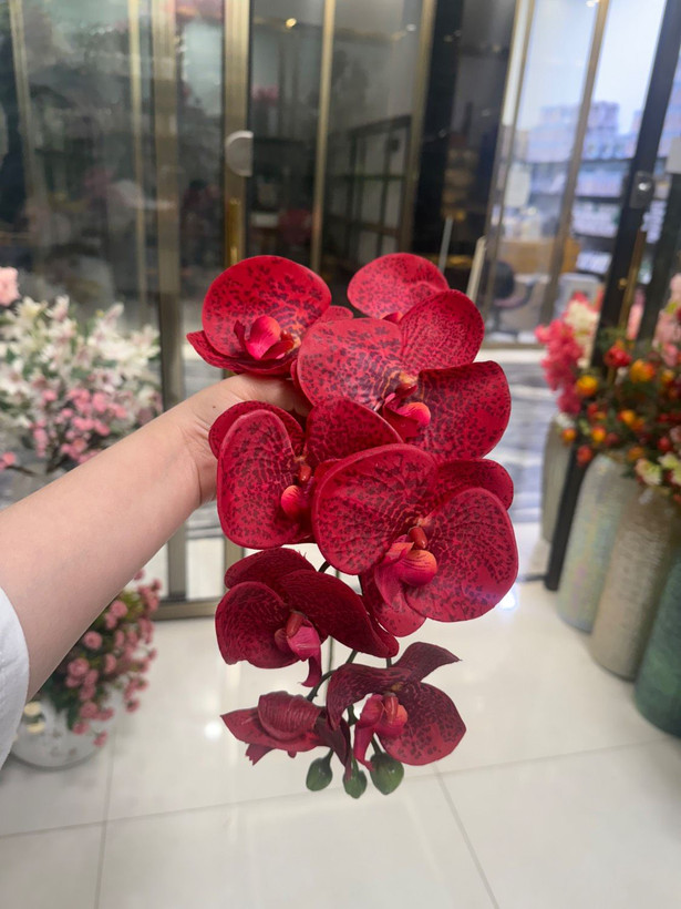 گل ارکیده مصنوعی چرمی لمسی 9گل