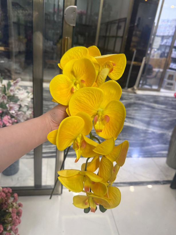 گل ارکیده مصنوعی چرمی لمسی 9گل