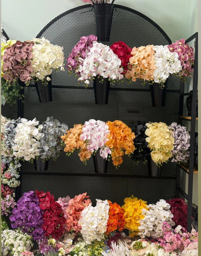 گل ارکیده مصنوعی چرمی لمسی 9گل