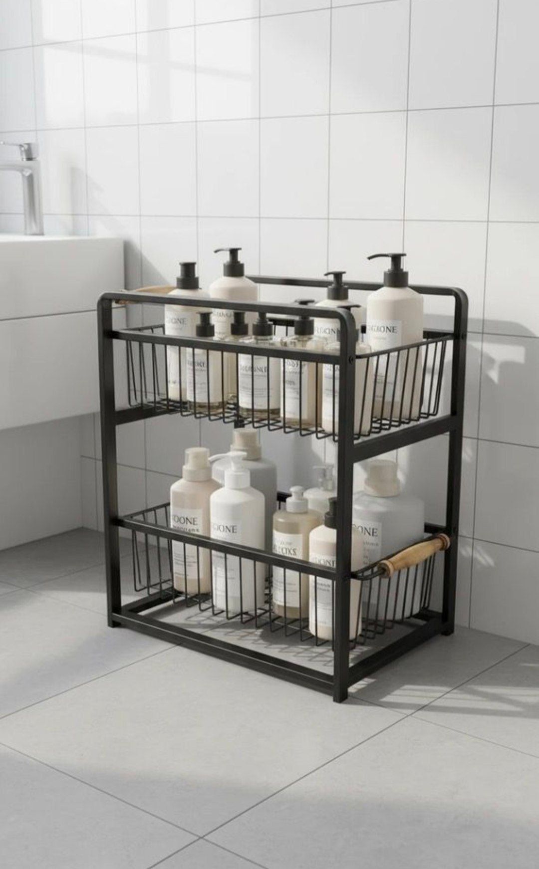 استند فلزی دو طبقه داخل کابینتی مواد شوینده